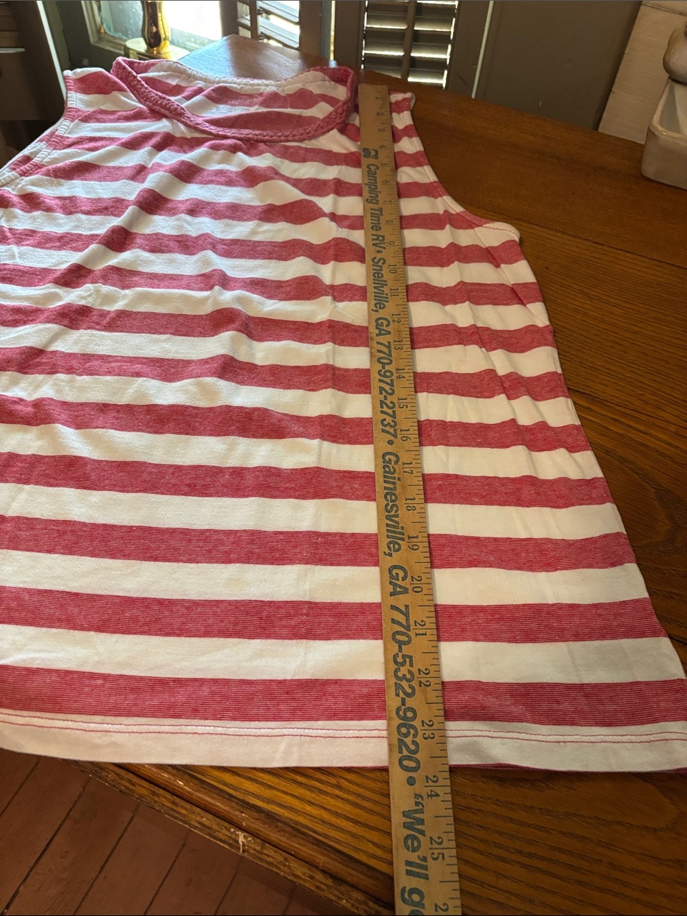 Talbots Red and White Striped Cotton Sleeveless Top with Braided Trim - Picture 4 of 4